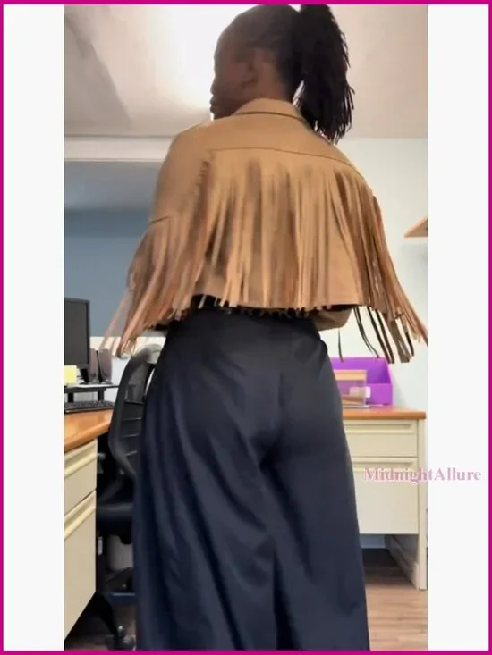 Faux Suede Cropped Jacket with Fringe Tassels, Western Style, Lined - Picture 7 of 7